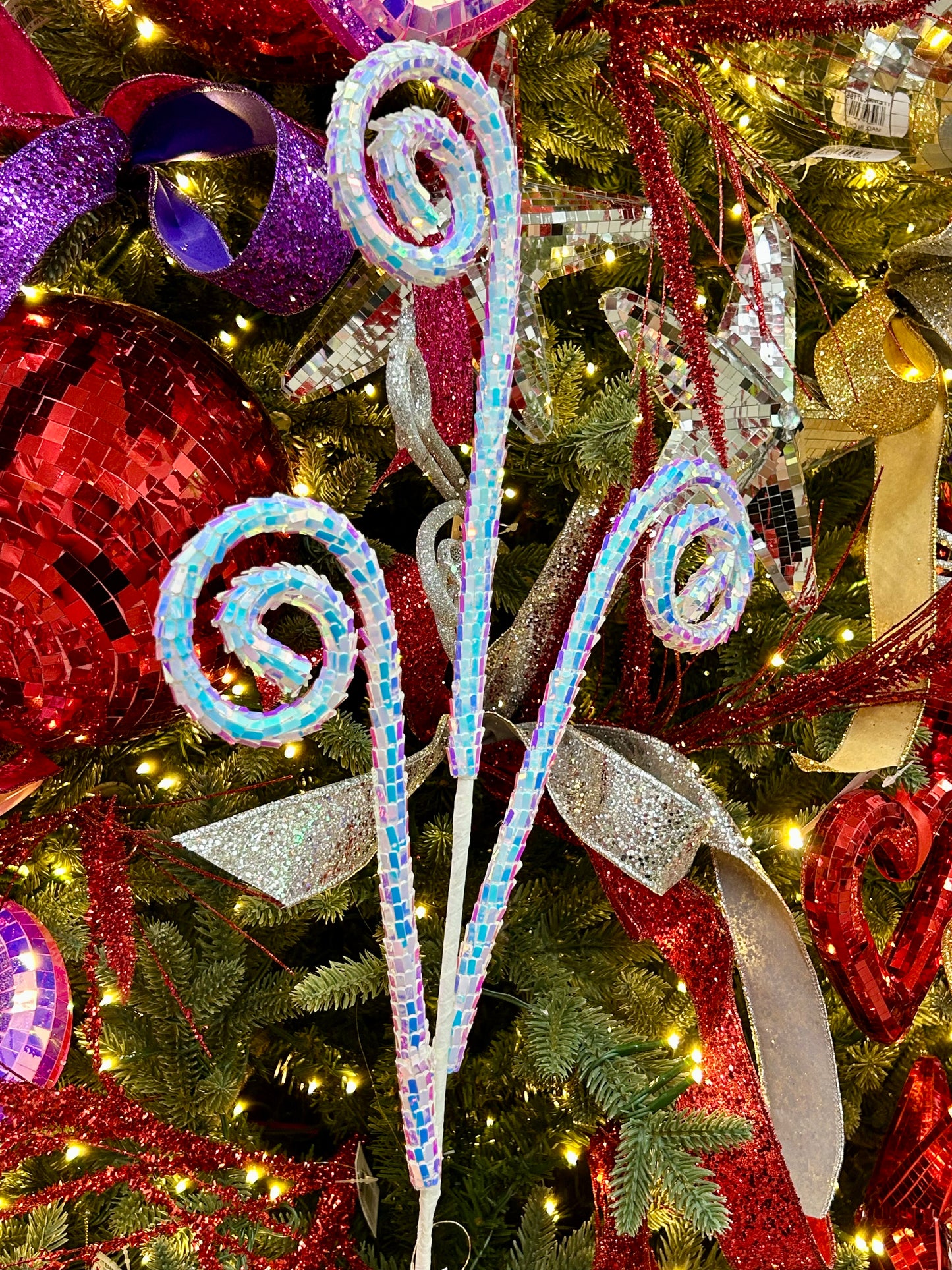 30 Inch Iridescent Blue Rectangular Sequin Coil Spray