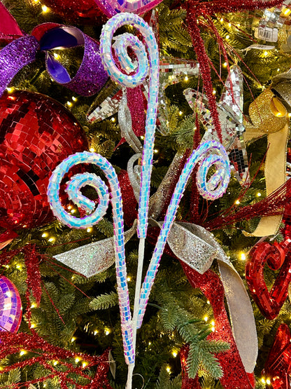 30 Inch Iridescent Blue Rectangular Sequin Coil Spray