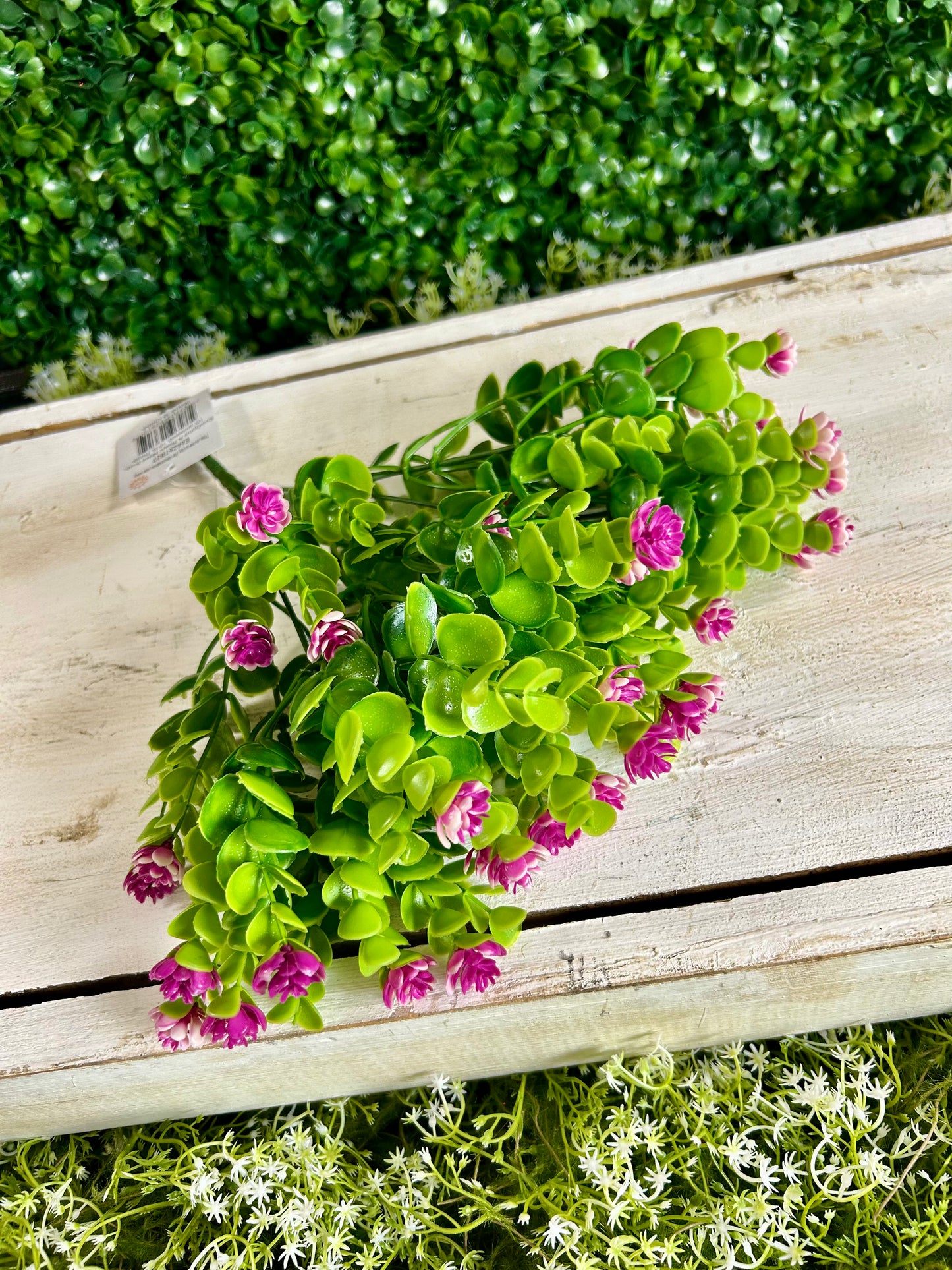 12.5 Inch Purple Flower And Eucalyptus Bush
