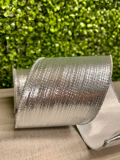 4 Inch By 10 Yard Silver Metallic Ribbon