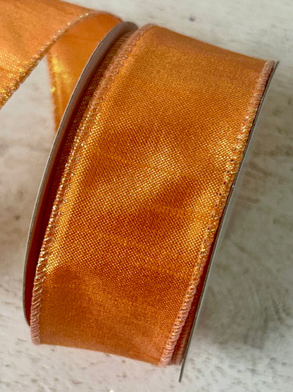 1.5 Inch By 10 Yard Tangerine Iridescent Metallic Ribbon