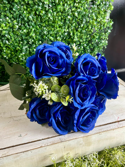 21.5 Inch Royal Blue Rose Bush