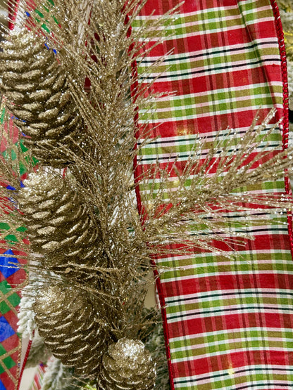 33 Inch Champagne Glitter Pinecone Spray