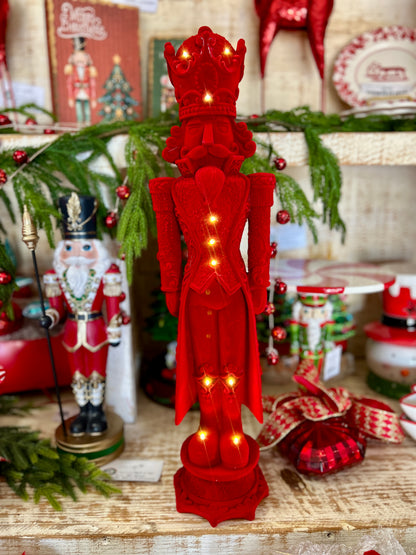 24 Inch Red Light Up Flocked Standing Nutcracker
