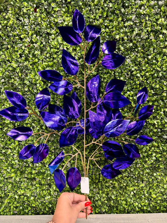 23 Inch Royal Blue Metallic Ficus Spray