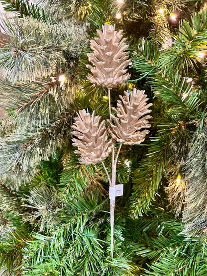 17 Inch Champagne Artificial Pinecone Spray