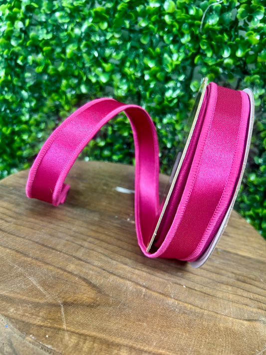 7/8 Inch By 10 Yard Hot Pink Satin Fused Ribbon