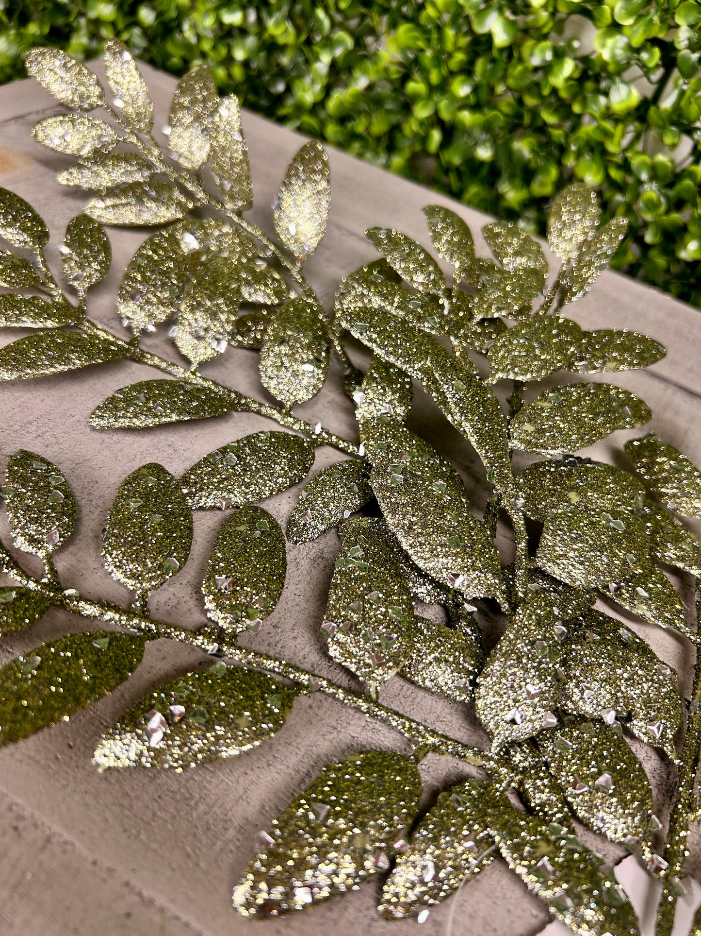 21 Inch Dark Sage Green Glitter Honey Locust Spray