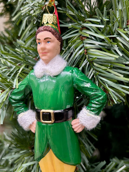 Tall Elf Glass Ornament