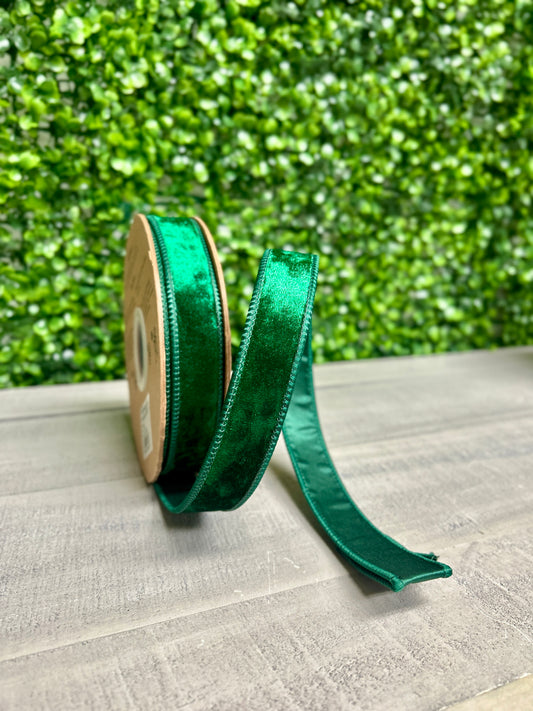 1 Inch By 10 Yard Hunter Green Heritage Velvet Ribbon