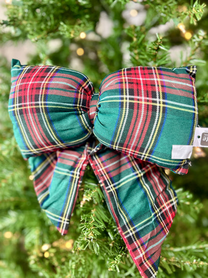 9.5 Inch By 13 Inch Plush Plaid Bow With Clip