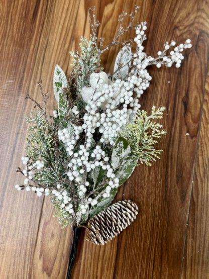 18 Inch White Snow Ice Berry Pick