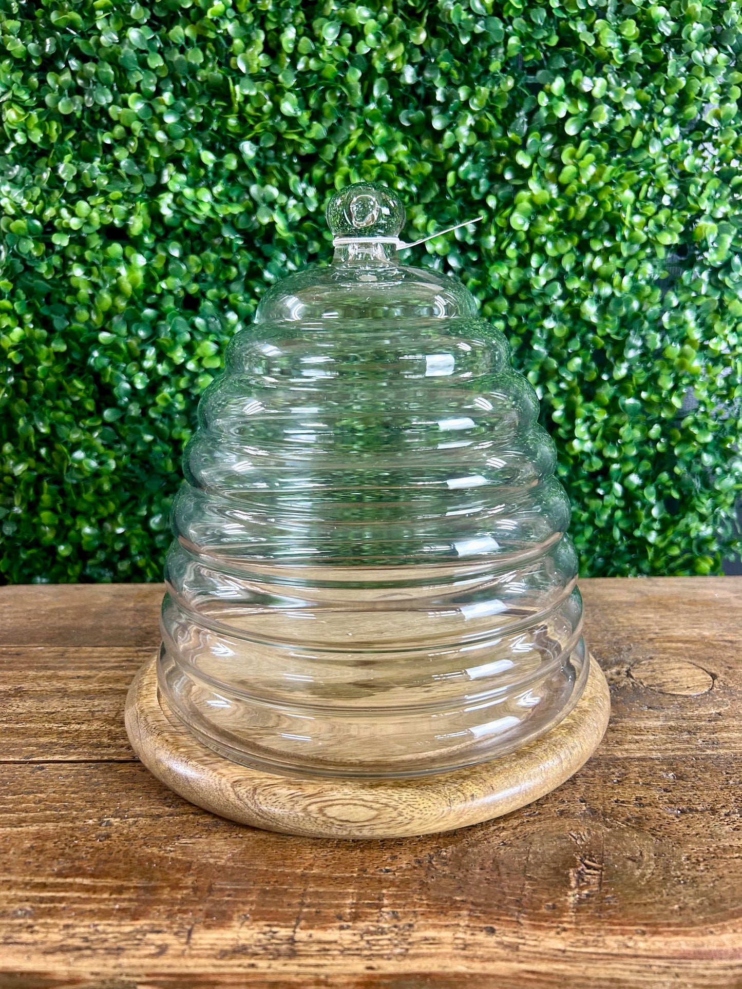 Beehive Glass Cloches With Wood Trays Two Styles