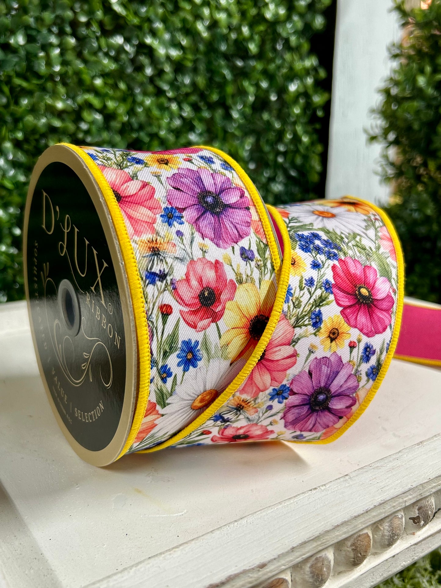 2.5 Inch By 10 Yard Mixed Wildflowers Ribbon