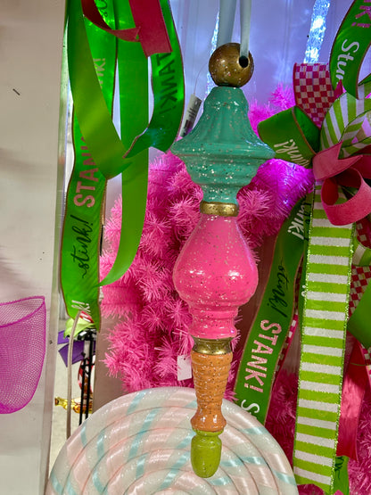 17 Inch Metal Holiday Candy Finial Ornament Two Styles