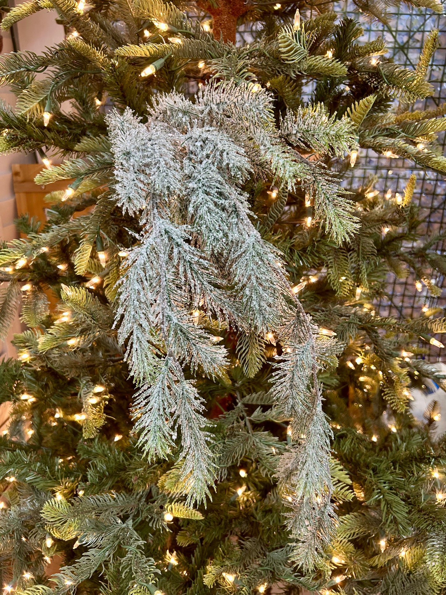 46 Inch White And Green Snow Pine Spray