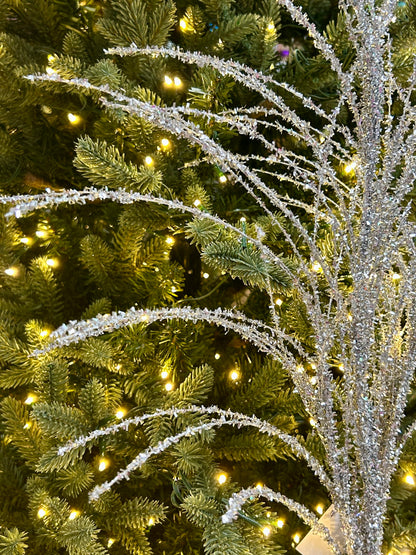 32 Inch Silver Pine Glitter Spray