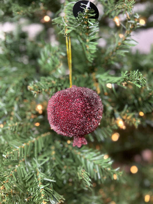 David Christopher's 4 Inch Burgundy Beaded Christmas Pomegranate Ornament