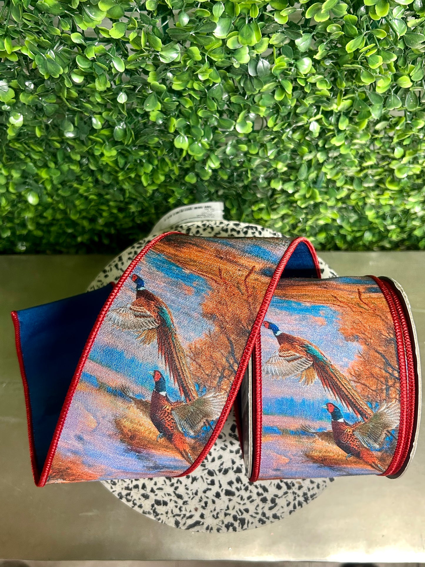 2.5 Inch By 10 Yard Pheasant Horizon Dupioni Fused Ribbon