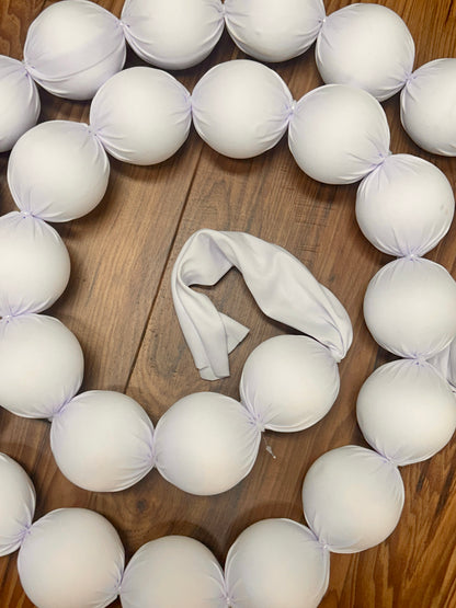 10 Foot White Christmas Fabric Ball Garland