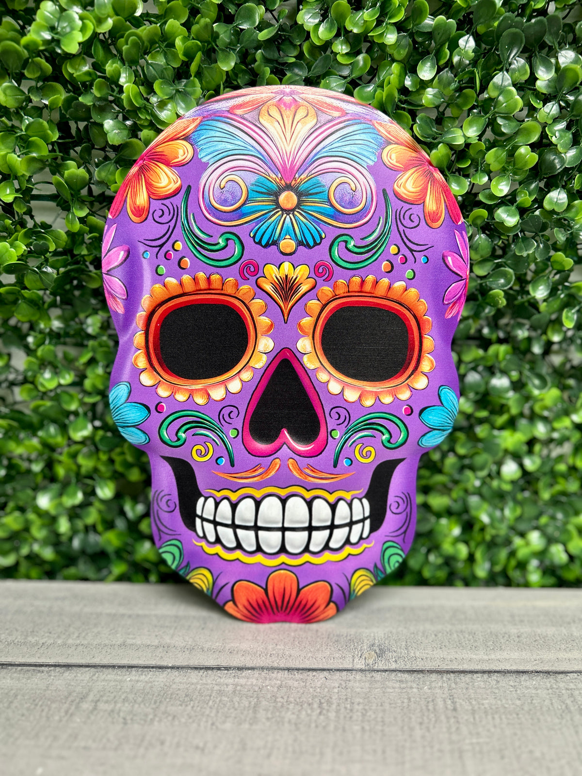 10 Inch Purple Embossed Sugar Skull Sign
