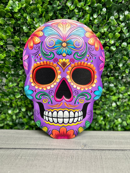 10 Inch Purple Embossed Sugar Skull Sign