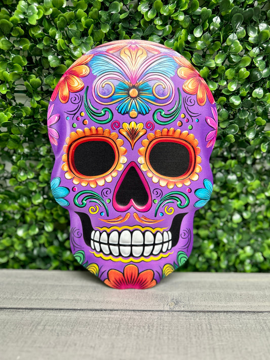10 Inch Purple Embossed Sugar Skull Sign