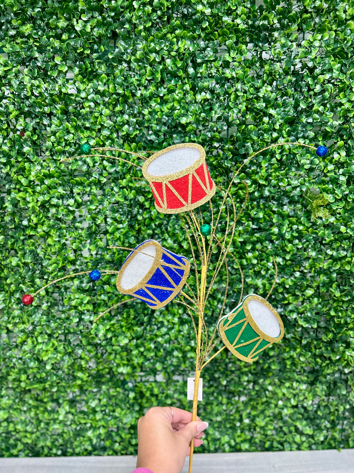 23 Inch Glitter Felt Christmas Drums Spray