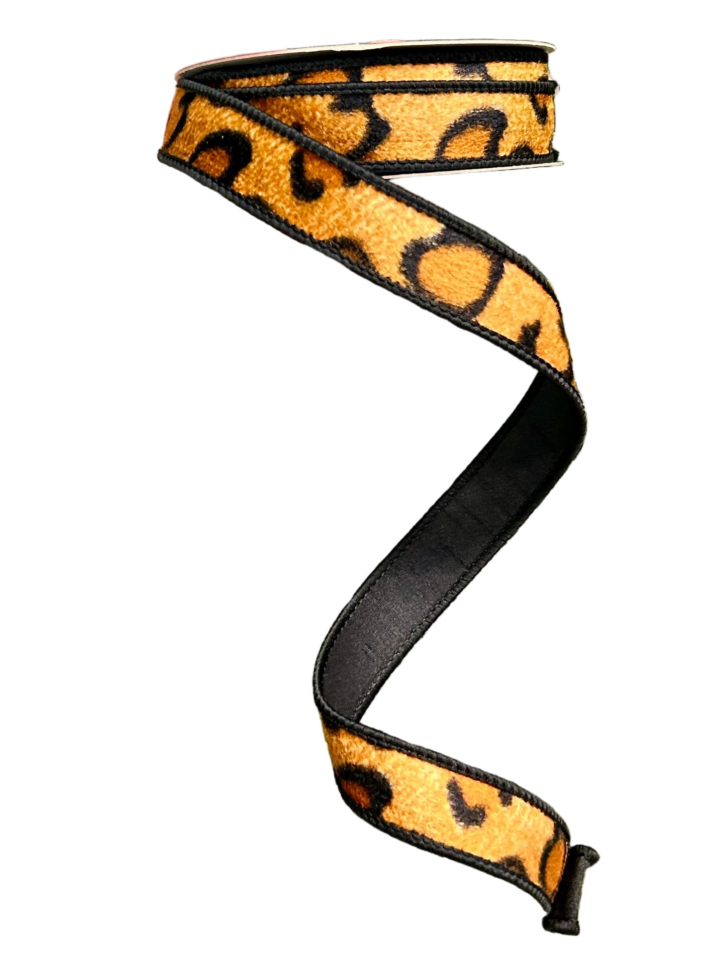 John Mark 1 Inch By 10 Yard Dupioni Fused Leopard Pattern Ribbon