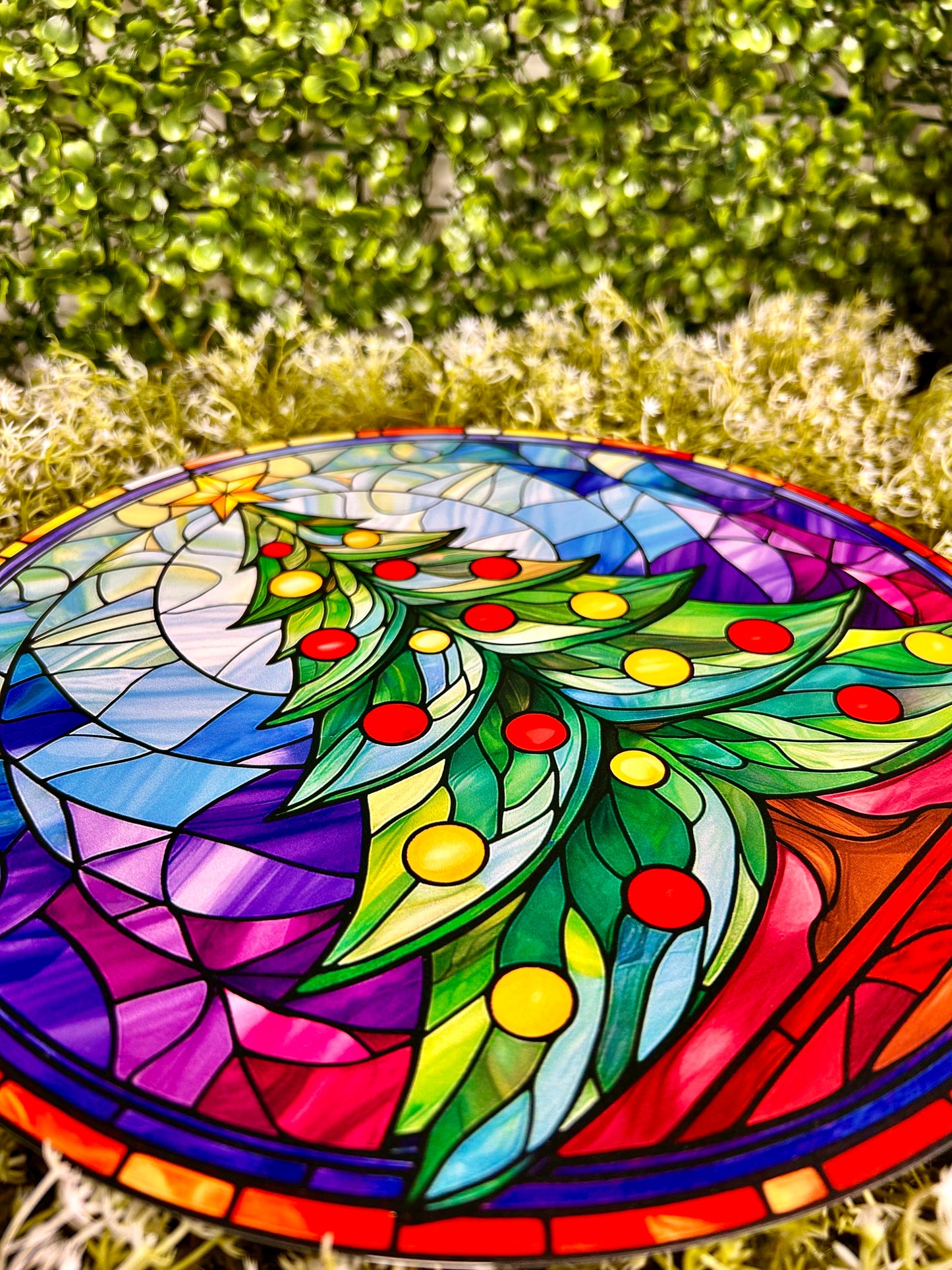 12 Inch Stained Glass Christmas Tree Sign
