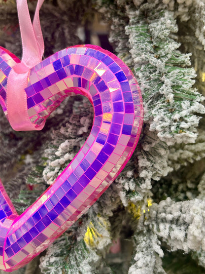 5.5 Inch Pink Mirror Heart Ornament
