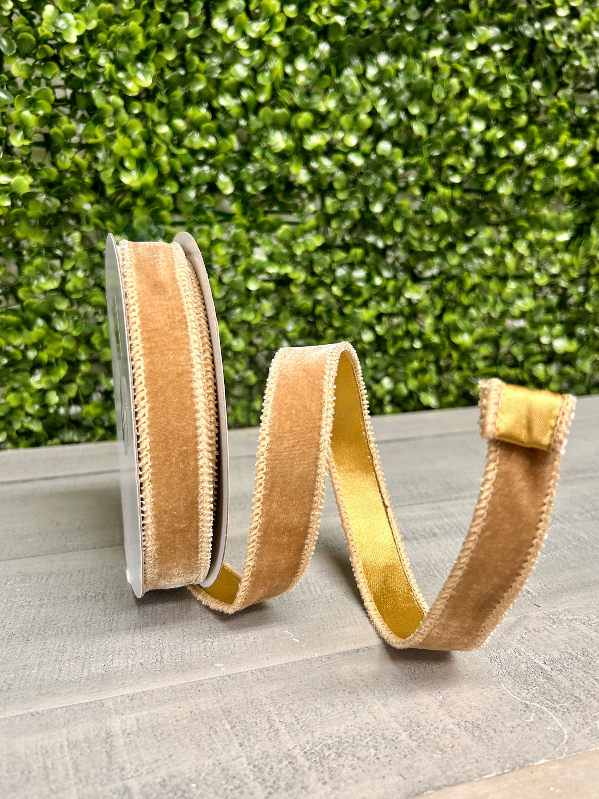 7/8 Inch By 10 Yard Taupe Deluxe Velvet With Satin Backing Ribbon