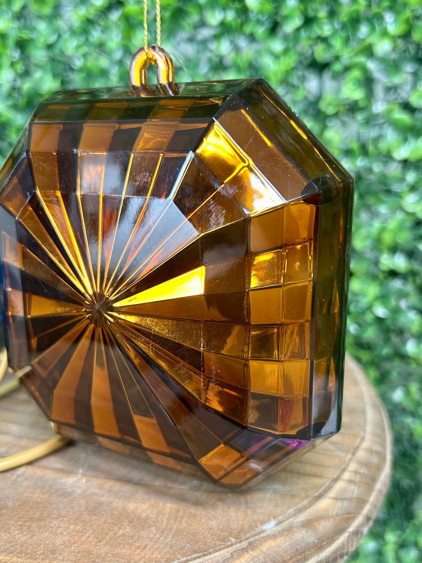 5 Inch Dark Amber Acrylic Square Diamond Ornament