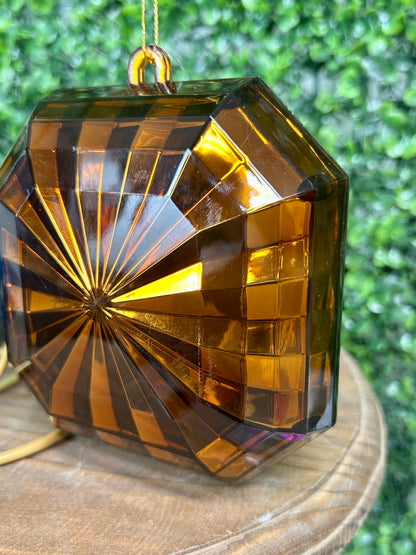 5 Inch Dark Amber Acrylic Square Diamond Ornament