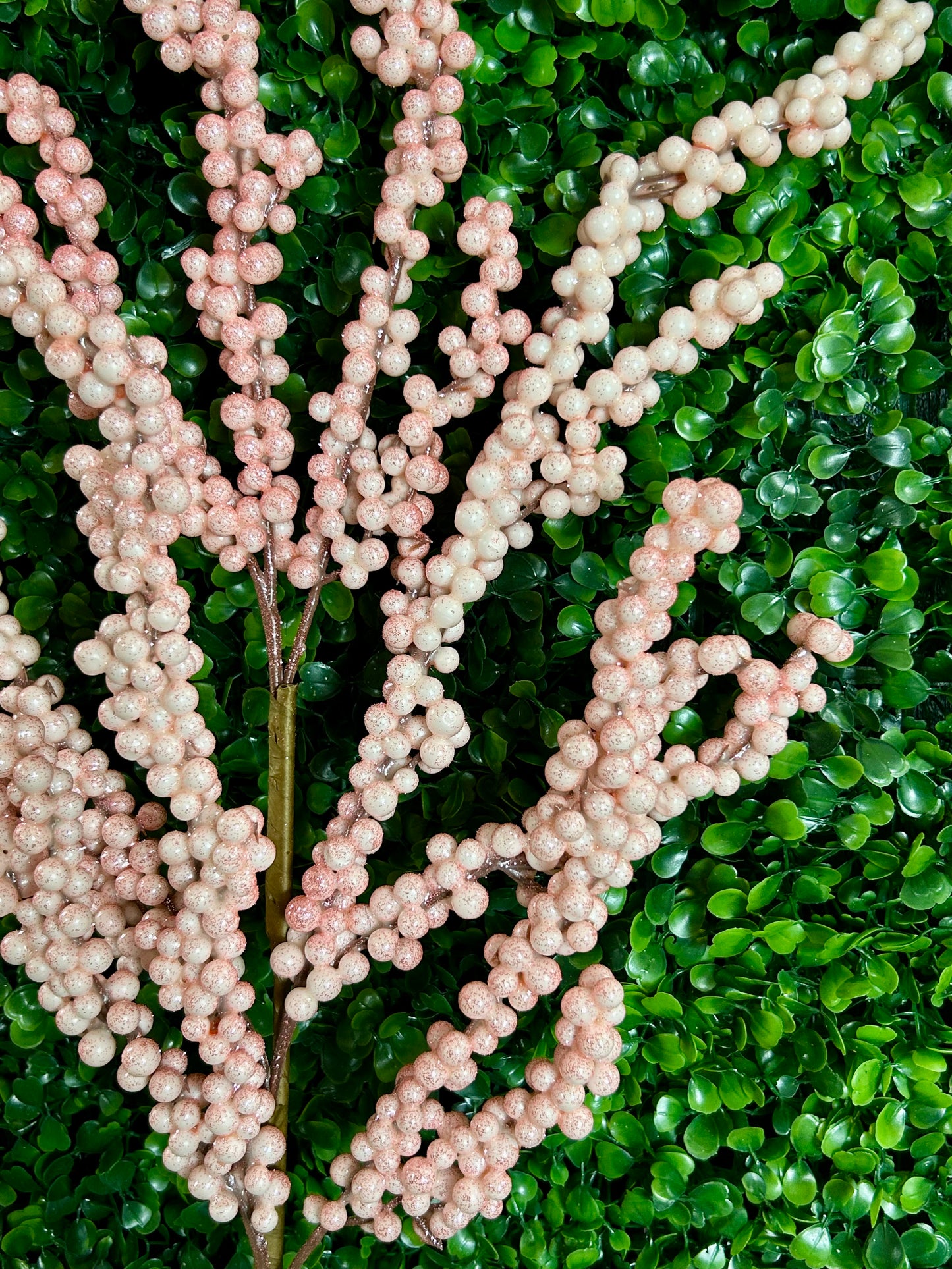 32 Inch Pink Glitter Berry Cluster Spray
