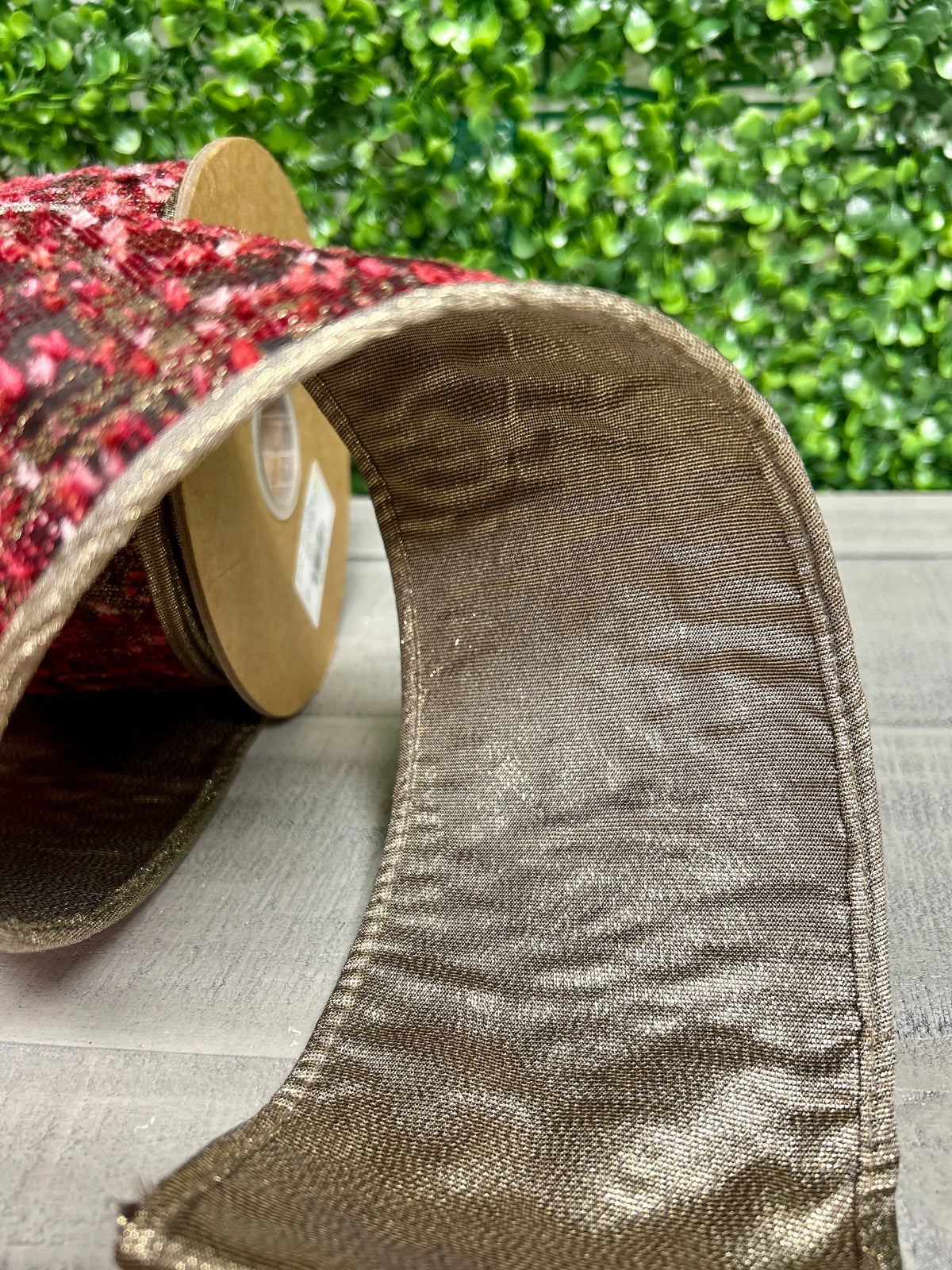 4 Inch By 10 Yard Hot Pink With Metallic Gold Backing Ribbon