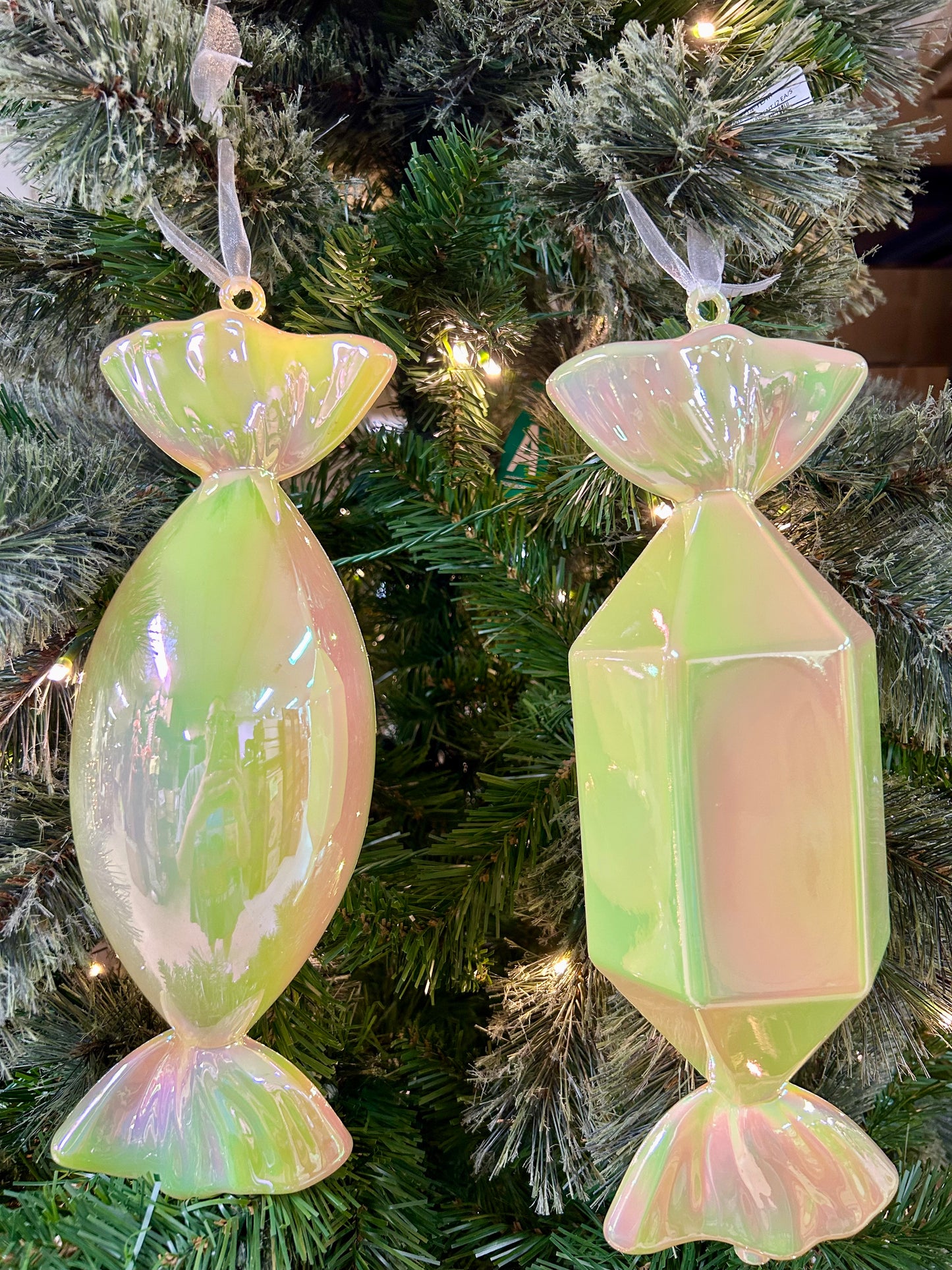 12 Inch Yellow Iridescent Candy Ornament Two Styles