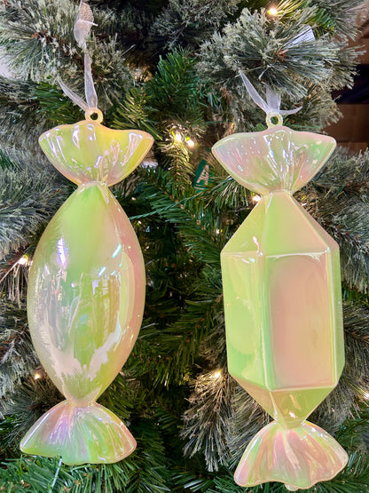 12 Inch Yellow Iridescent Candy Ornament Two Styles