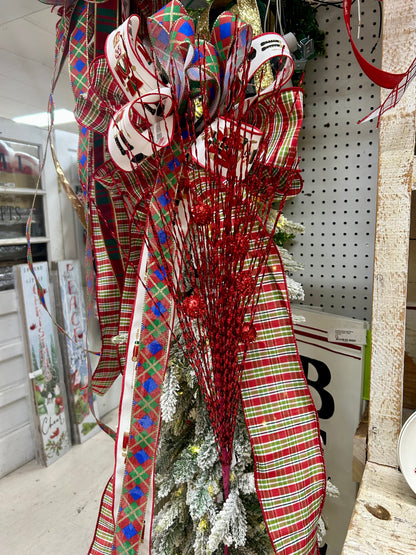 33 Inch Red Ball Pine Spray