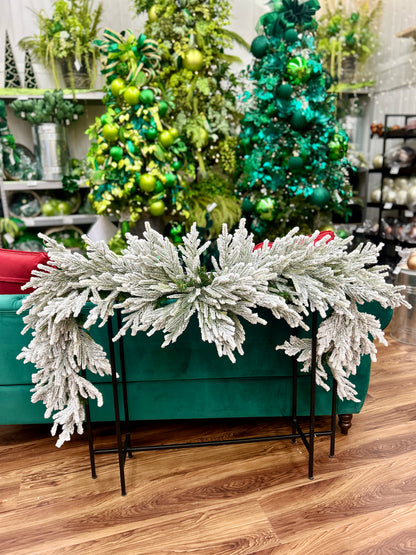 8 Foot Flocked Snow Norfolk Pine Mantel Garland