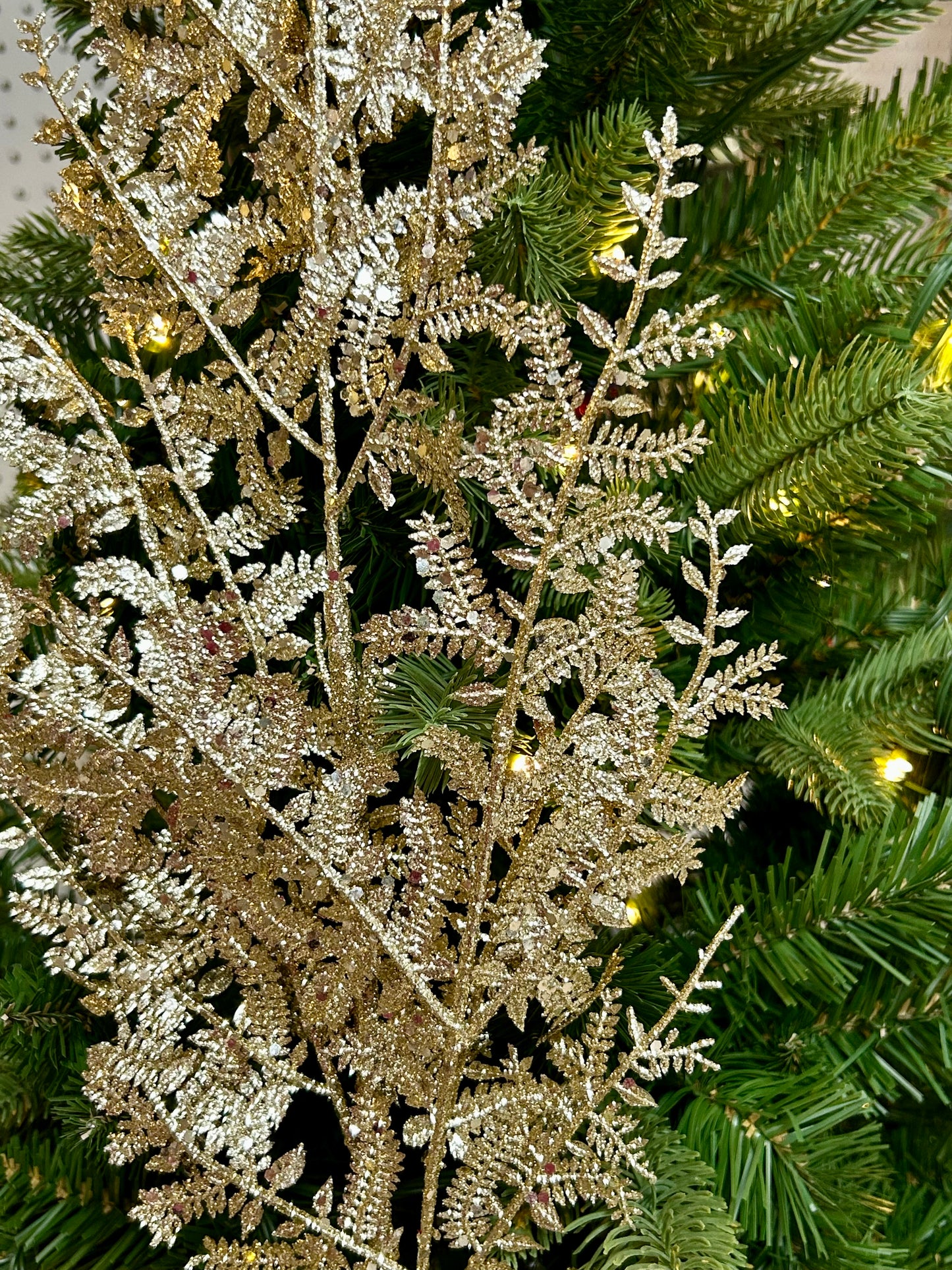 29 Inch Champagne Glittered Fern Spray