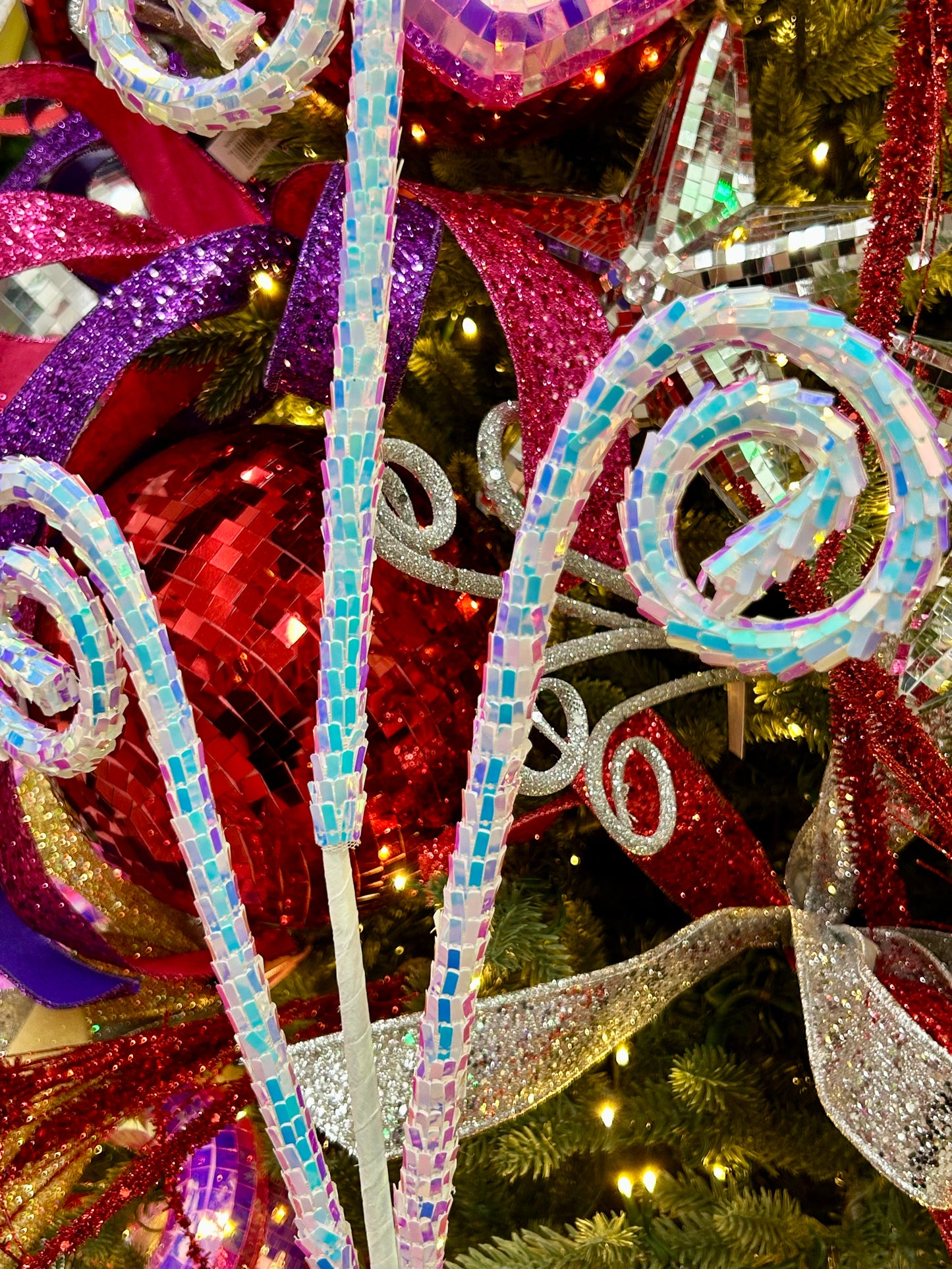 30 Inch Iridescent Blue Rectangular Sequin Coil Spray