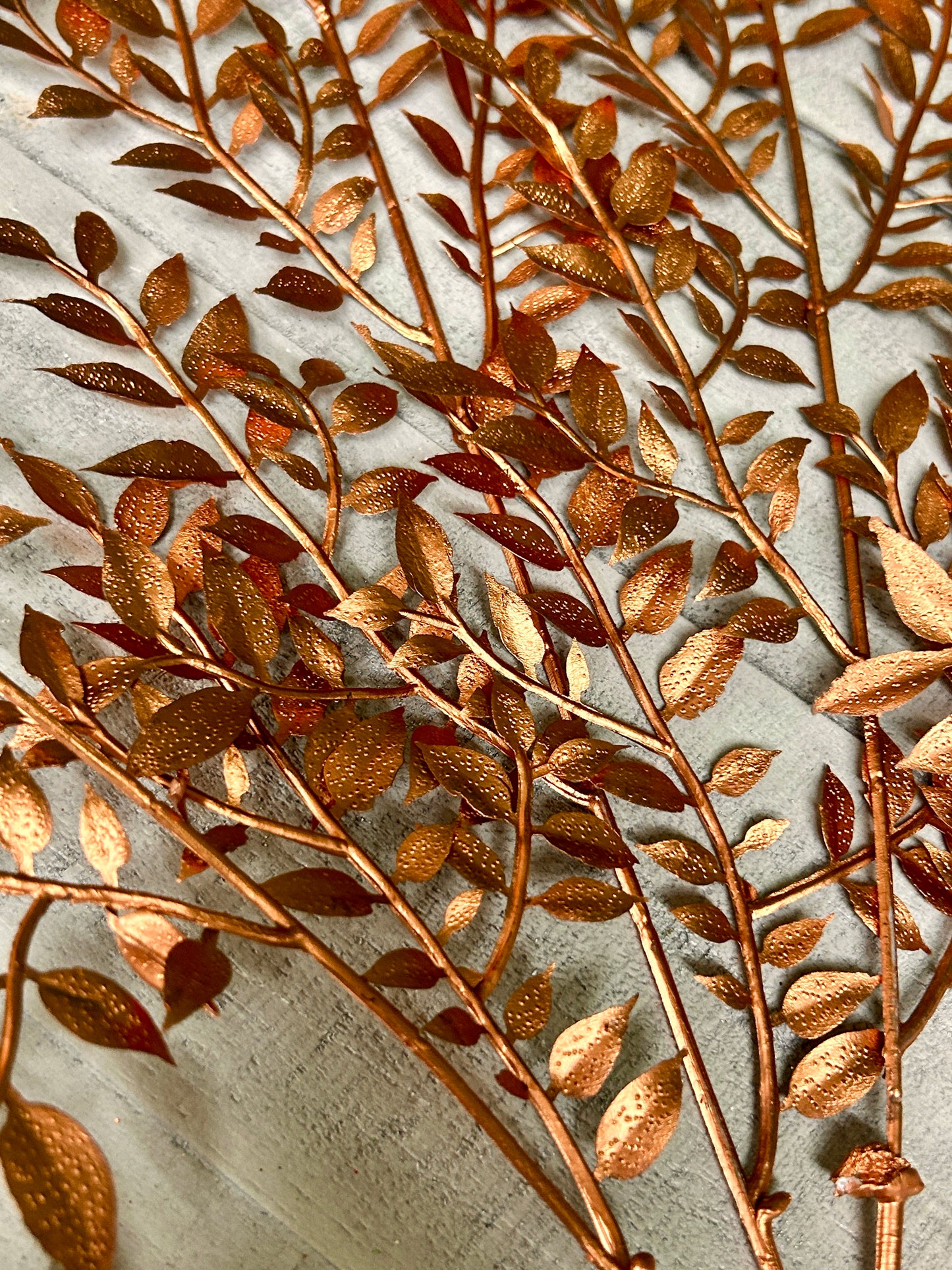 35 Inch Copper Metallic Tea Leaf Branch