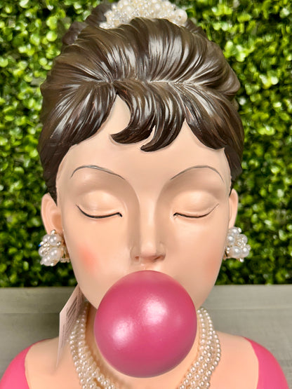 12 Inch Pink Bubblegum Girl Head Vase