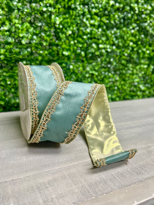 David Christopher's 2.5 Inch By 10 Yard Smoke Blue Elegant Edge Velvet Ribbon