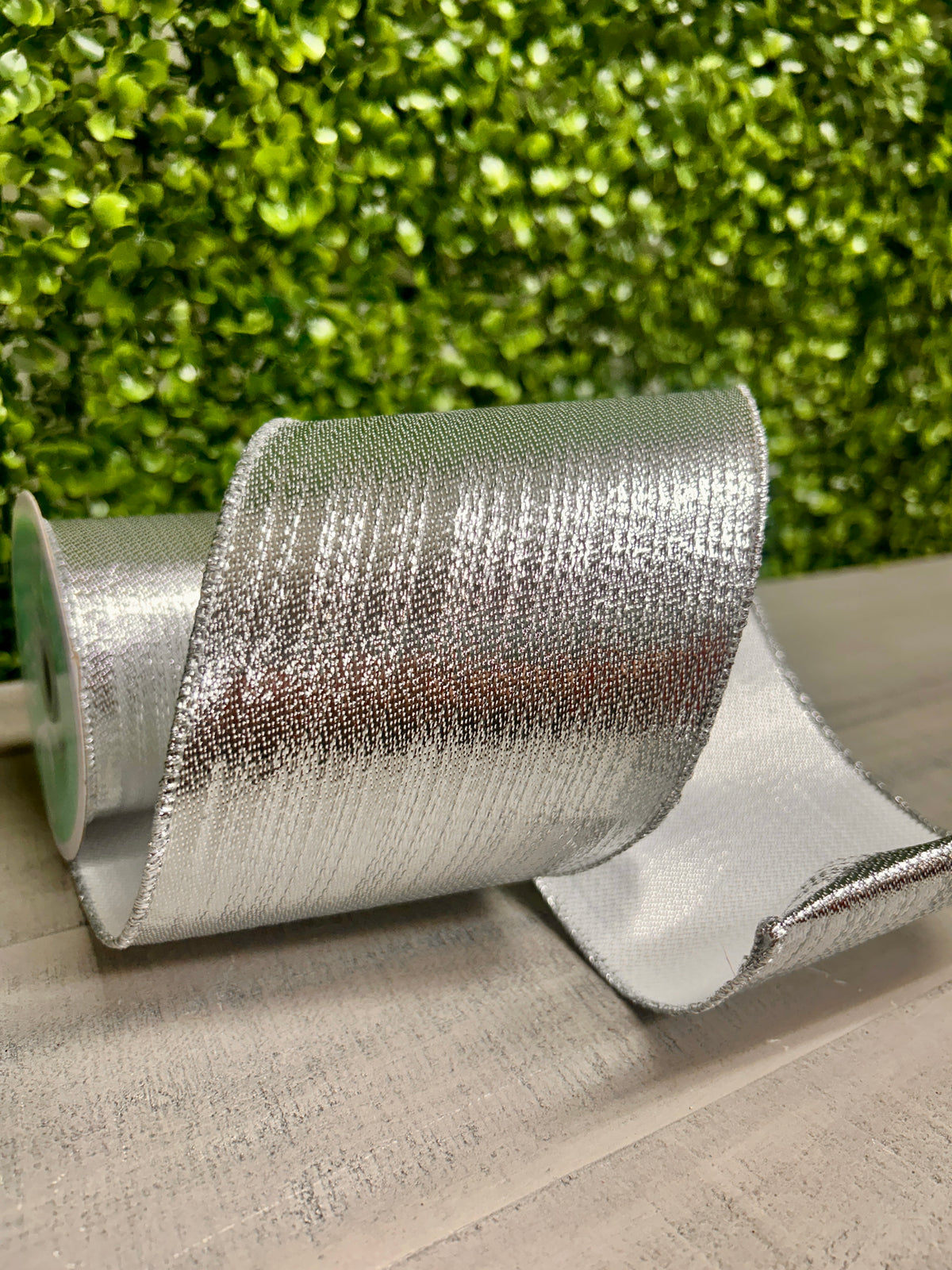 4 Inch By 10 Yard Silver Metallic Ribbon