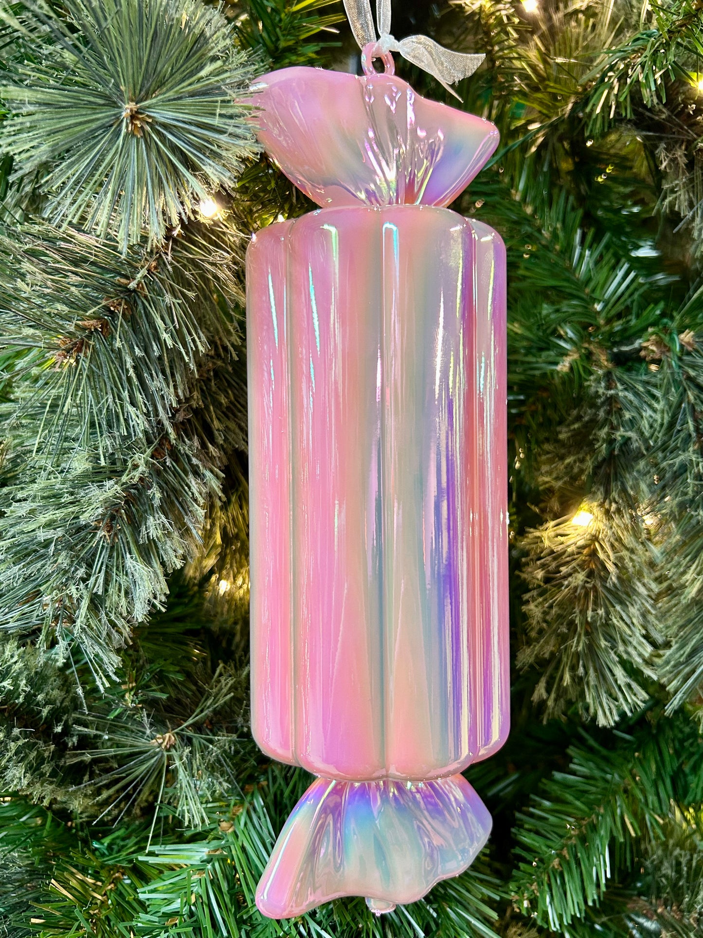 12 Inch Pink Iridescent Candy Ornament Two Styles