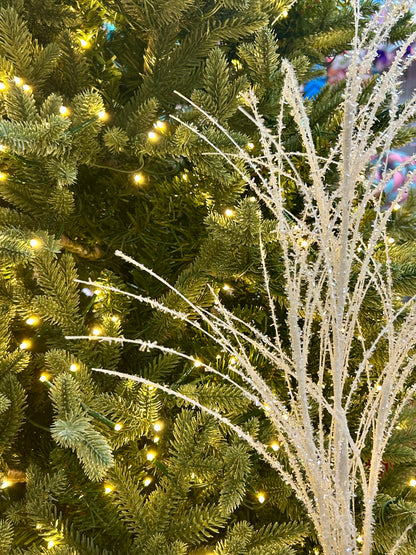 32 Inch White Glitter Pine Spray
