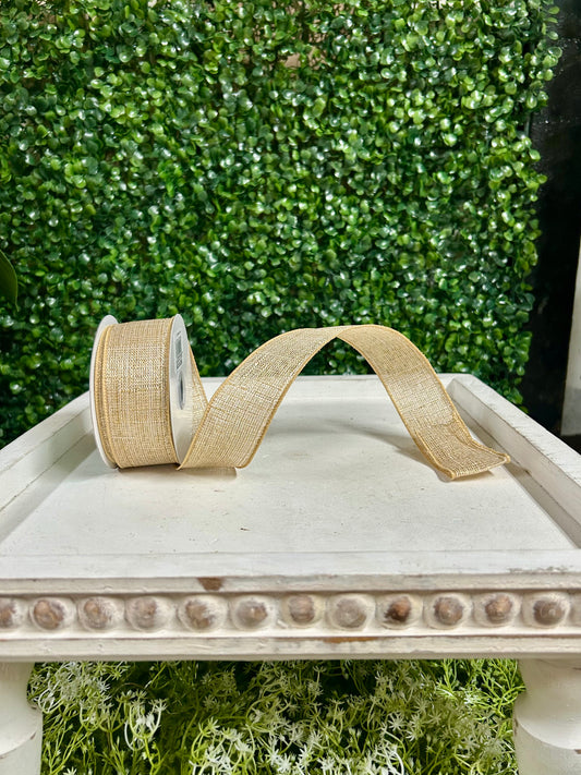 1.5 Inch By 10 Yard Cream And Gold Metallic Royal Burlap Ribbon