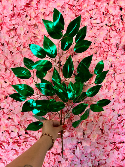 23 Inch Emerald Green Metallic Ficus Spray
